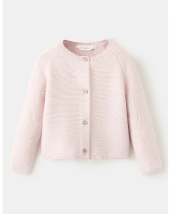 Cardigan cu nasturi si maneci raglan, Roz pastel