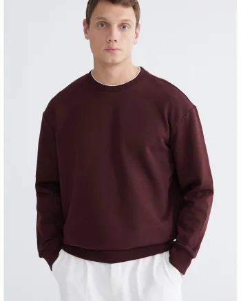 Bluza uni de trening cu mansete si terminatie elastice, Visiniu