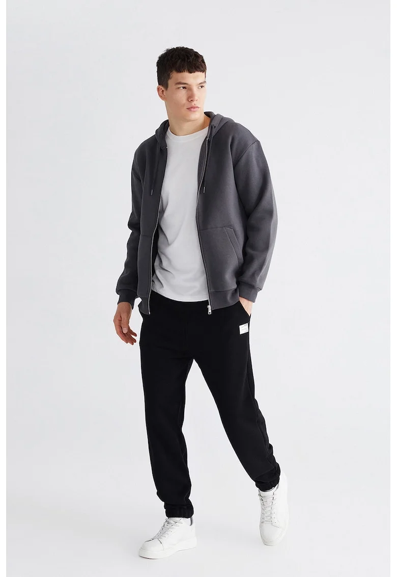 Pantaloni relaxed fit de trening cu snururi, Negru