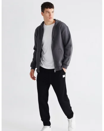 Pantaloni relaxed fit de trening cu snururi, Negru
