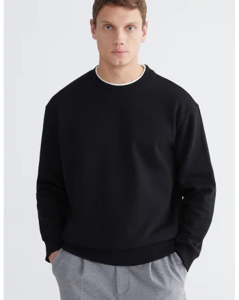 Bluza uni de trening cu mansete si terminatie elastice, Negru