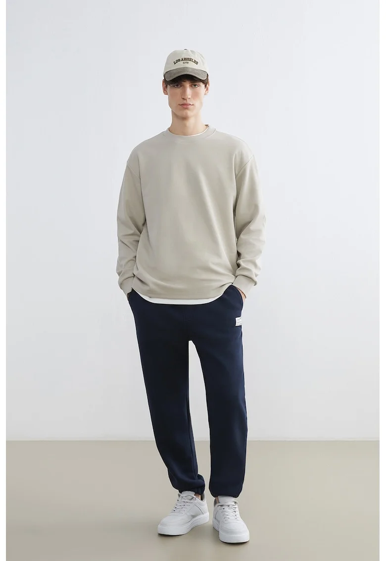 Pantaloni relaxed fit de trening cu snururi, Bleumarin