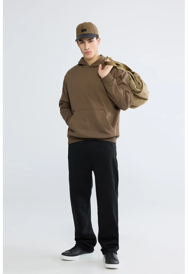 Pantaloni de trening din amestec de bumbac cu snur, Negru