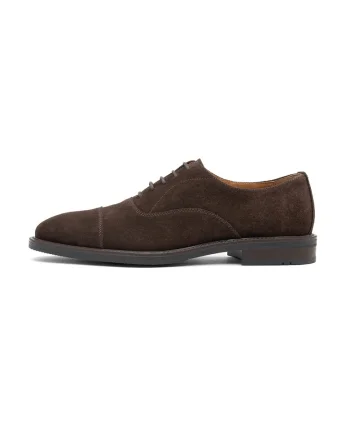 Pantofi Oxford de piele intoarsa cu brant de piele, Maro inchis