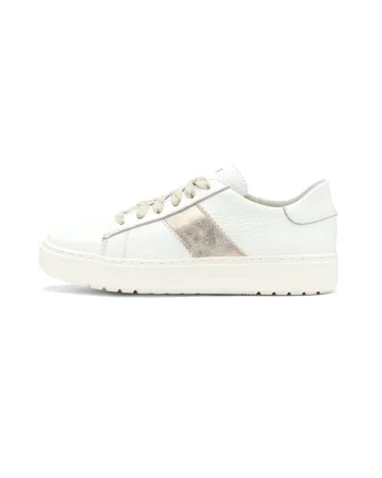 Pantofi sport de piele si piele intoarsa, Auriu platinat/Alb murdar