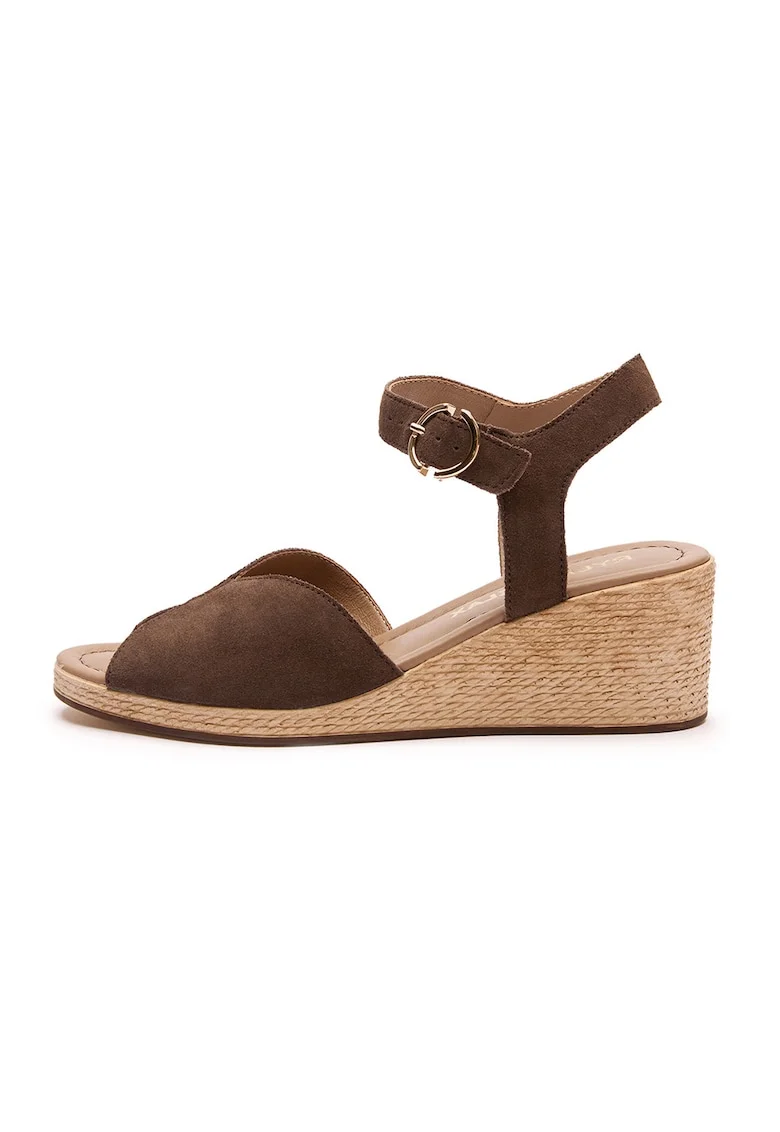 Sandale cu talpa wedge Hayley, Maro inchis