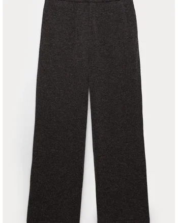 Pantaloni cu talie medie si model uni, Negru melange