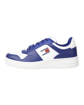 Pantofi sport din piele cu model in doua tonuri, Alb/Bleumarin