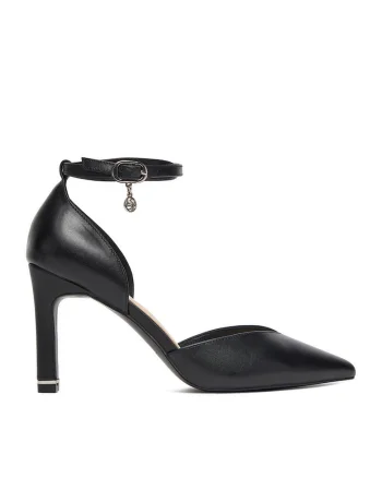 Sandale dama  toc, piele naturala, negru