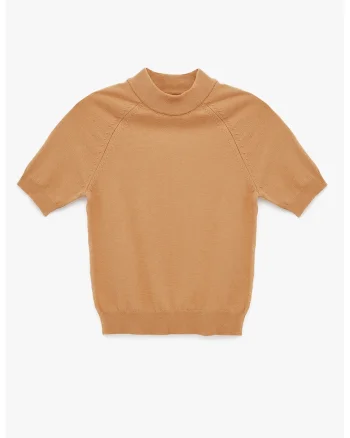 Pulover tricotat cu maneci scurte, Caramel