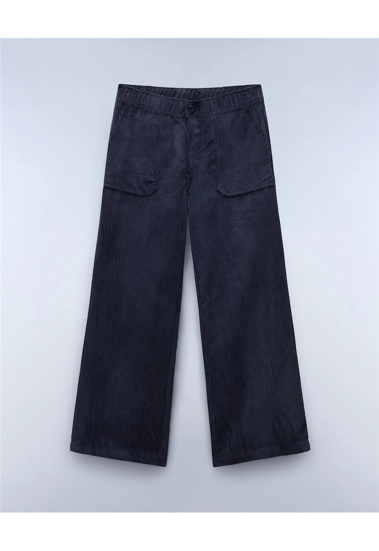 Pantaloni evazati din reiat cu talie elastica Laye,