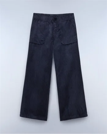 Pantaloni evazati din reiat cu talie elastica Laye,