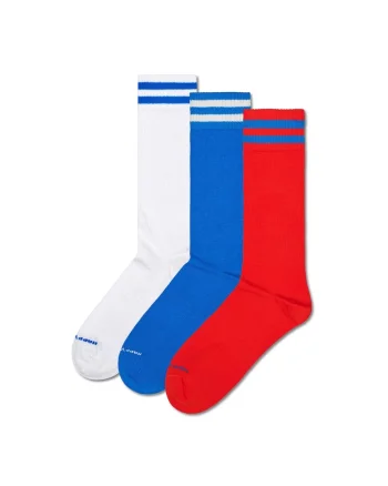 Set de sosete lungi unisex - 3 perechi, Rosu/Alb/Albastru