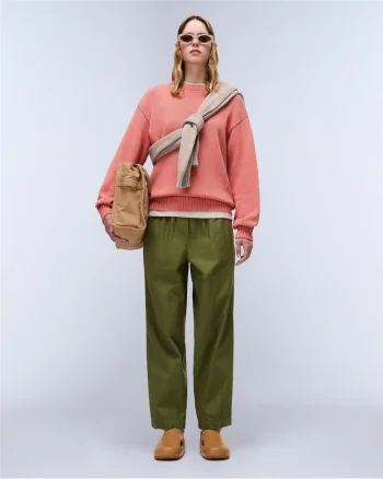 Pantaloni slim fit din bumbac Cisa, Verde