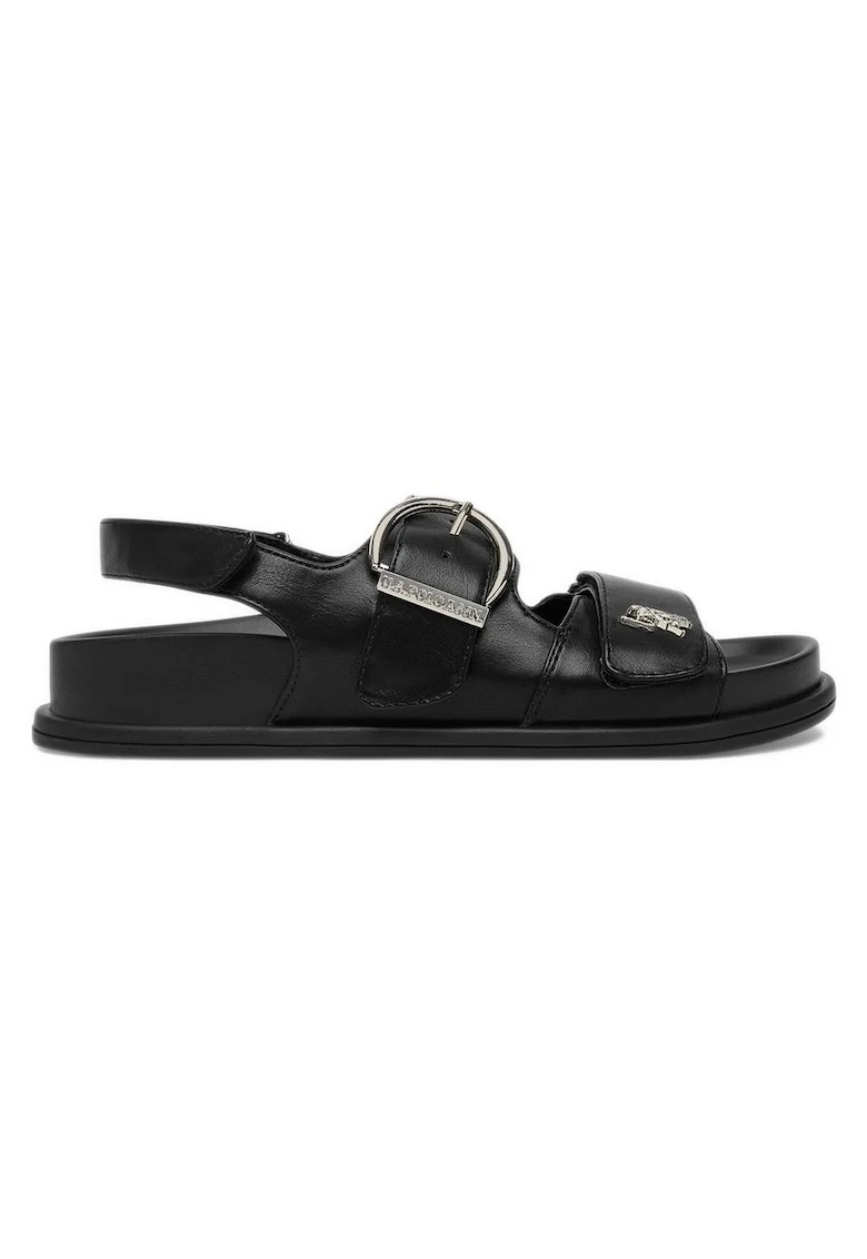 Sandale dama,  velcro, negru, piele ecologica,
