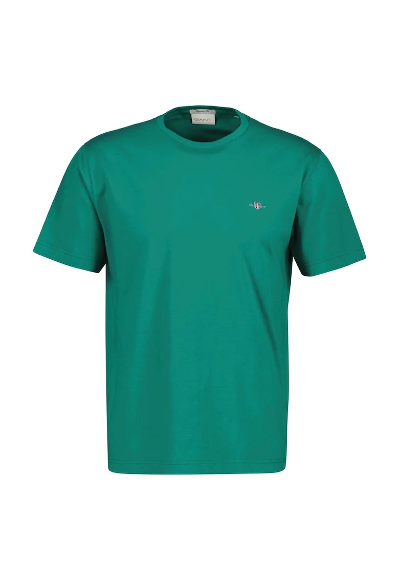 Tricou regular fit din bumbac Shield, Visiniu/Gri deschis/Verde englez