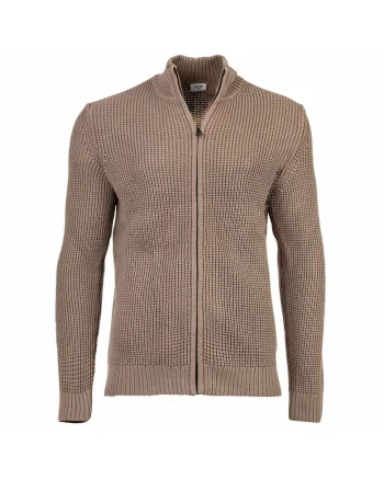 Cardigan din bumbac cu fermoar, Bej
