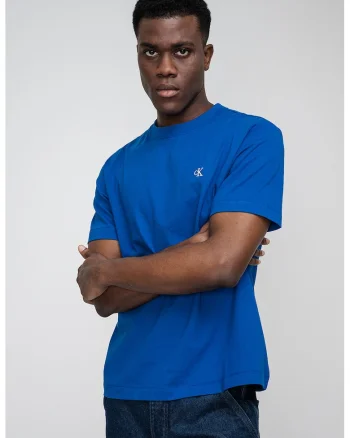 Tricou din bumbac cu decolteu la baza gatului, Albastru royal