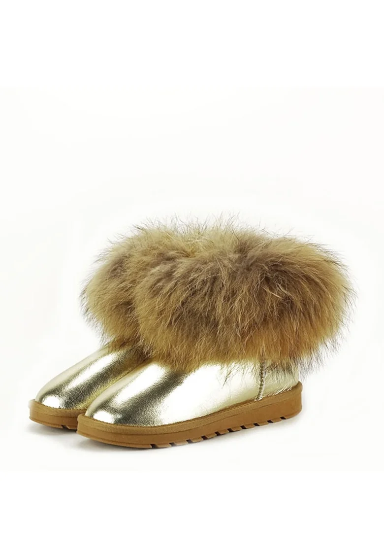 Ghete din piele naturala aurii Gina 19 11513, Auriu