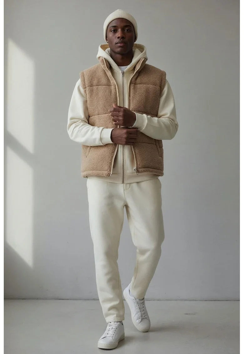 Pantaloni lejeri de trening cu buzunare, Bej deschis