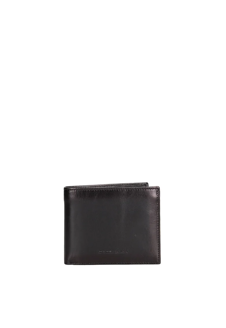 Portofel din piele cu model uni Argonaut, Negru