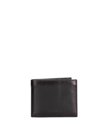 Portofel din piele cu model uni Argonaut, Negru
