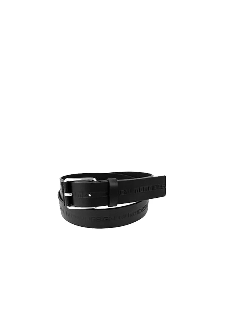 Curea din piele cu model uni si catarama metalica, Negru
