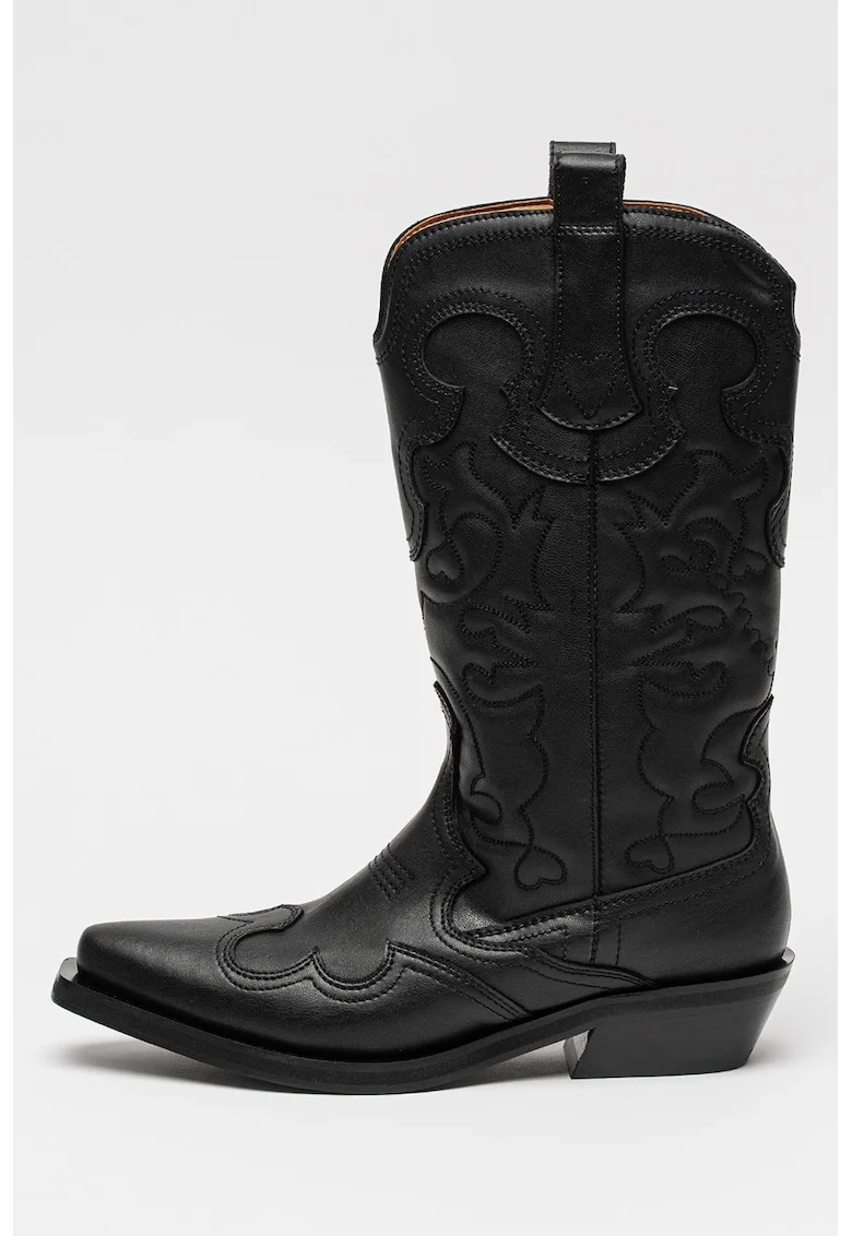 Cizme cowboy din piele ecologica, Negru