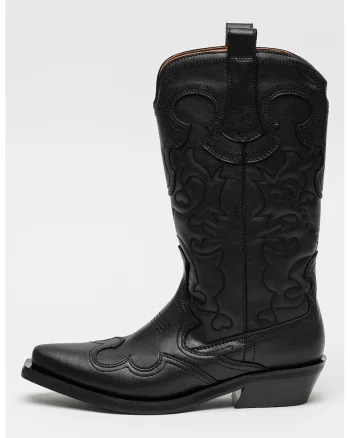 Cizme cowboy din piele ecologica, Negru