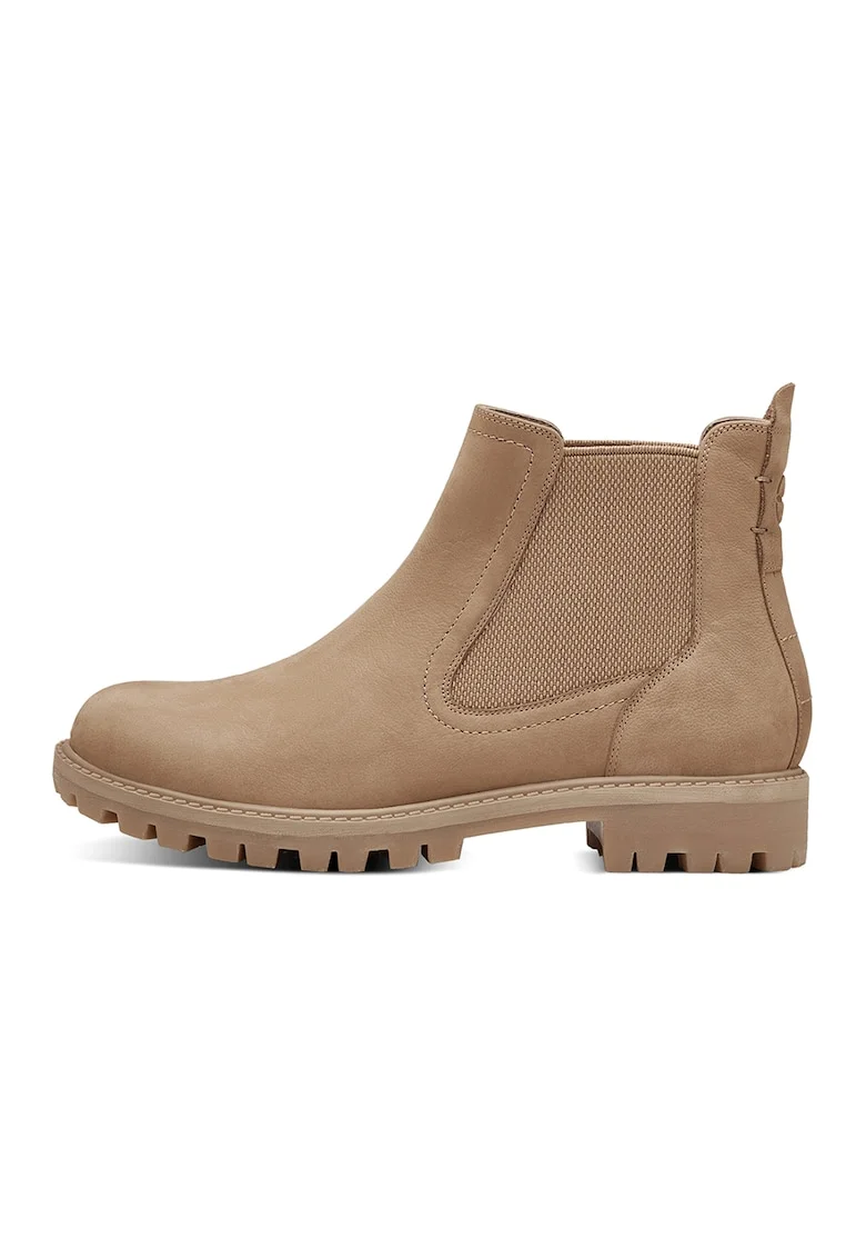 Ghete Chelsea de piele nabuc cu branturi cu amortizare, Maro camel