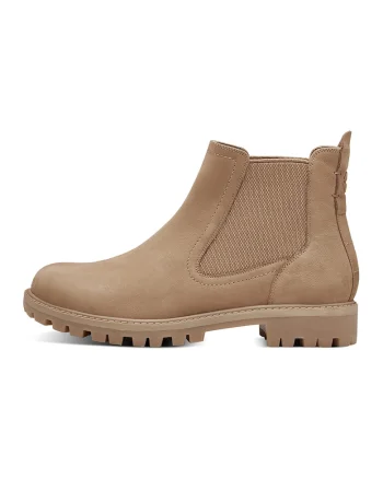 Ghete Chelsea de piele nabuc cu branturi cu amortizare, Maro camel