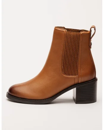 Botine Chelsea de piele Chamberly, Maro camel