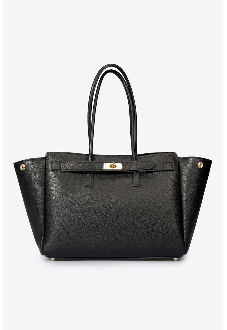 Geanta shopper din piele, Negru