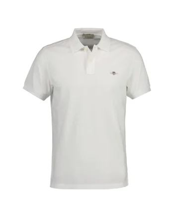 Tricou polo slim fit Shield, Alb/Gri
