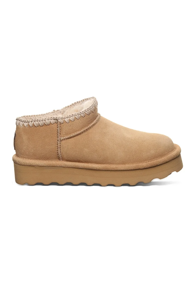 Ghete pull-on din piele intoarsa, Maro camel