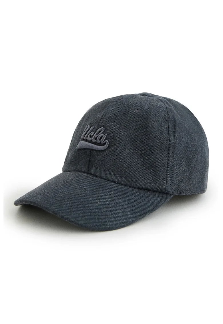 Sapca din bumbac cu broderie logo Fortuno, Gri inchis