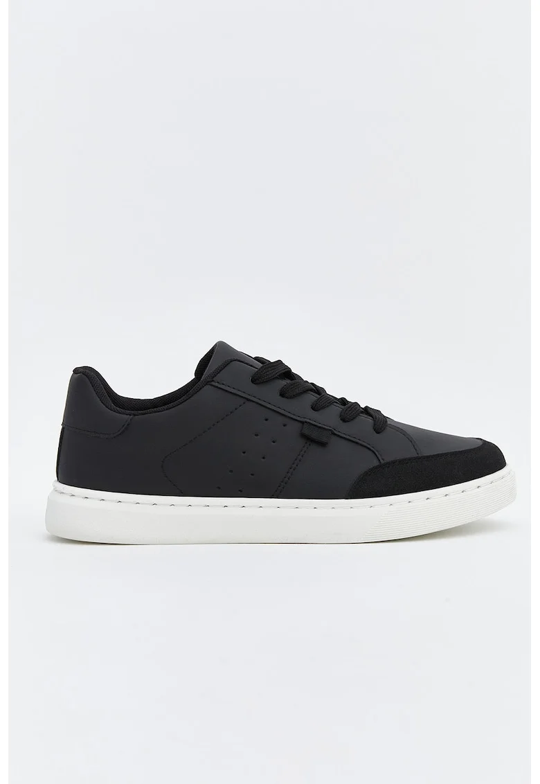 Pantofi sport cu varf rotund si sireturi, Negru