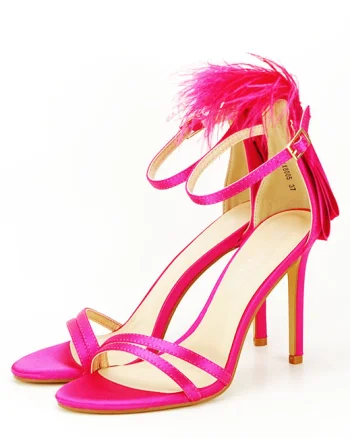 Sandale elegante fucsia cu pene BSX8005 128