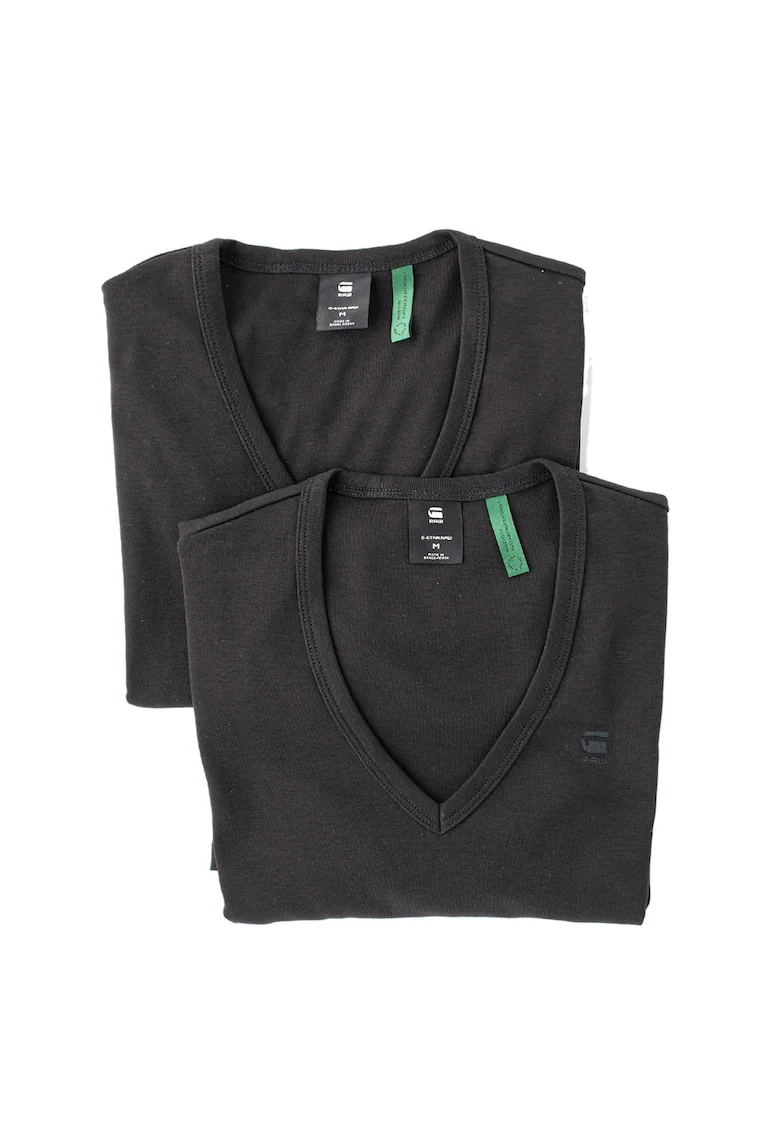 Set de tricouri de casa slim fit, din bumbac organic, 2 piese, Negru