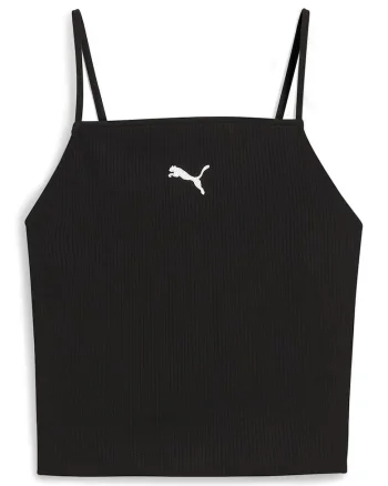 Top din amestec de bumbac cu logo, Negru