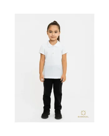 Tricou polo din bumbac, cu maneca scurta, pentru fetev