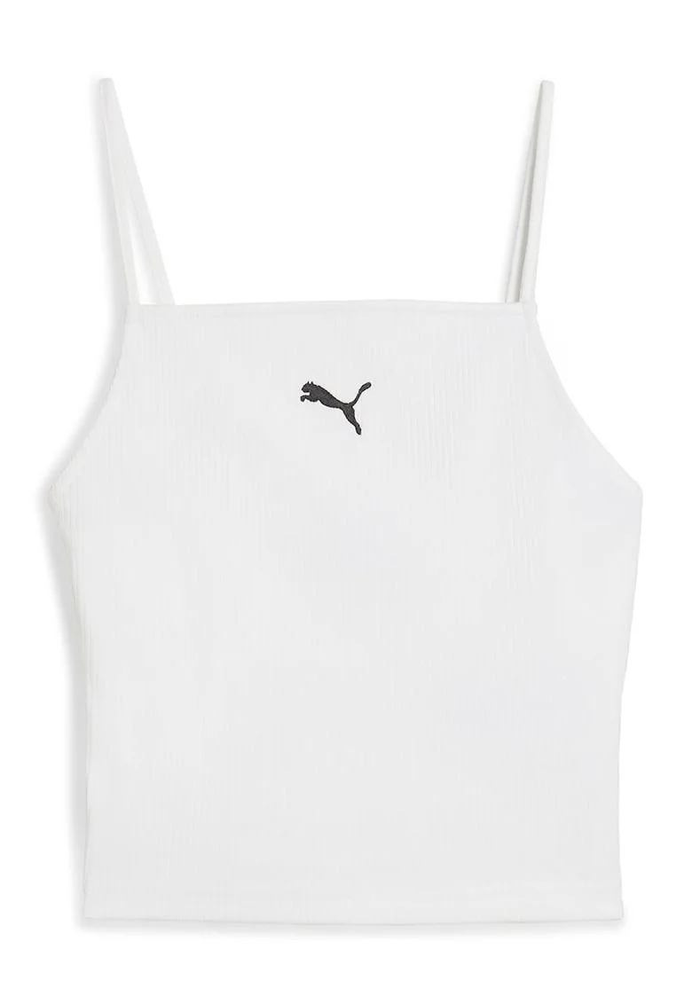 Top din amestec de bumbac cu logo, Alb