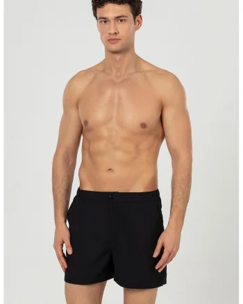 Pantaloni scurti de baie cu buzunare laterale, Negru