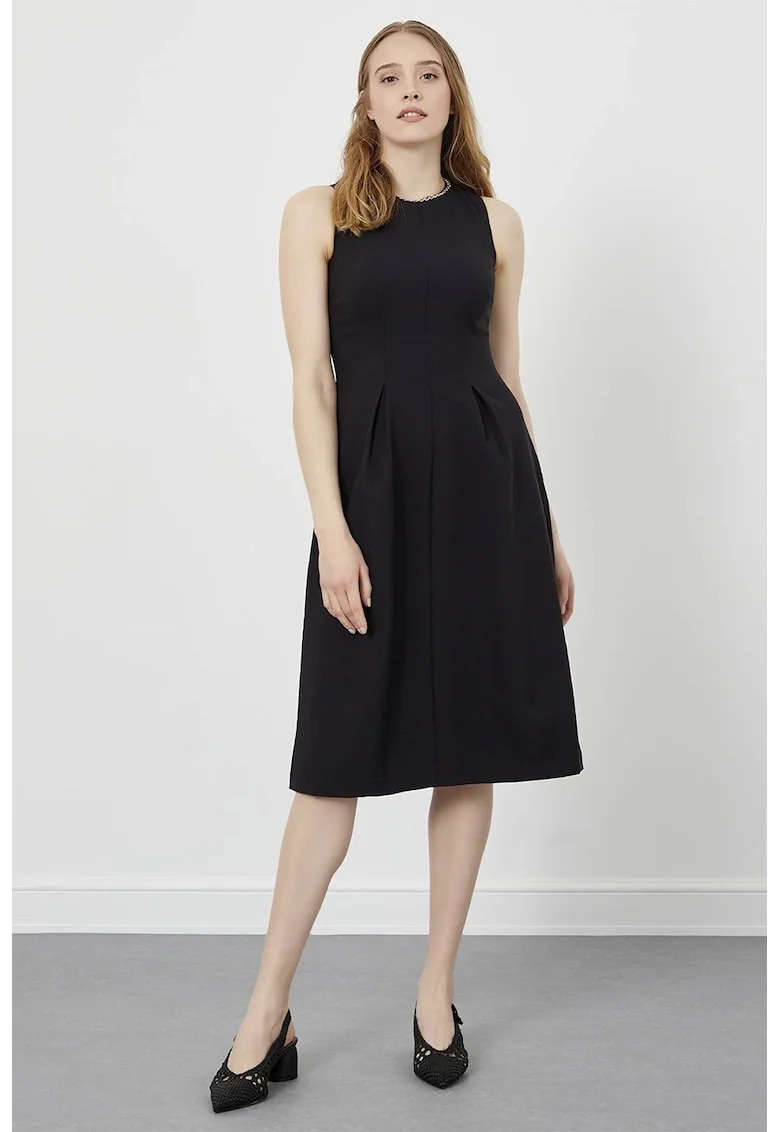 Rochie midi cu croiala in A, Negru
