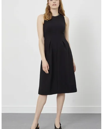 Rochie midi cu croiala in A, Negru