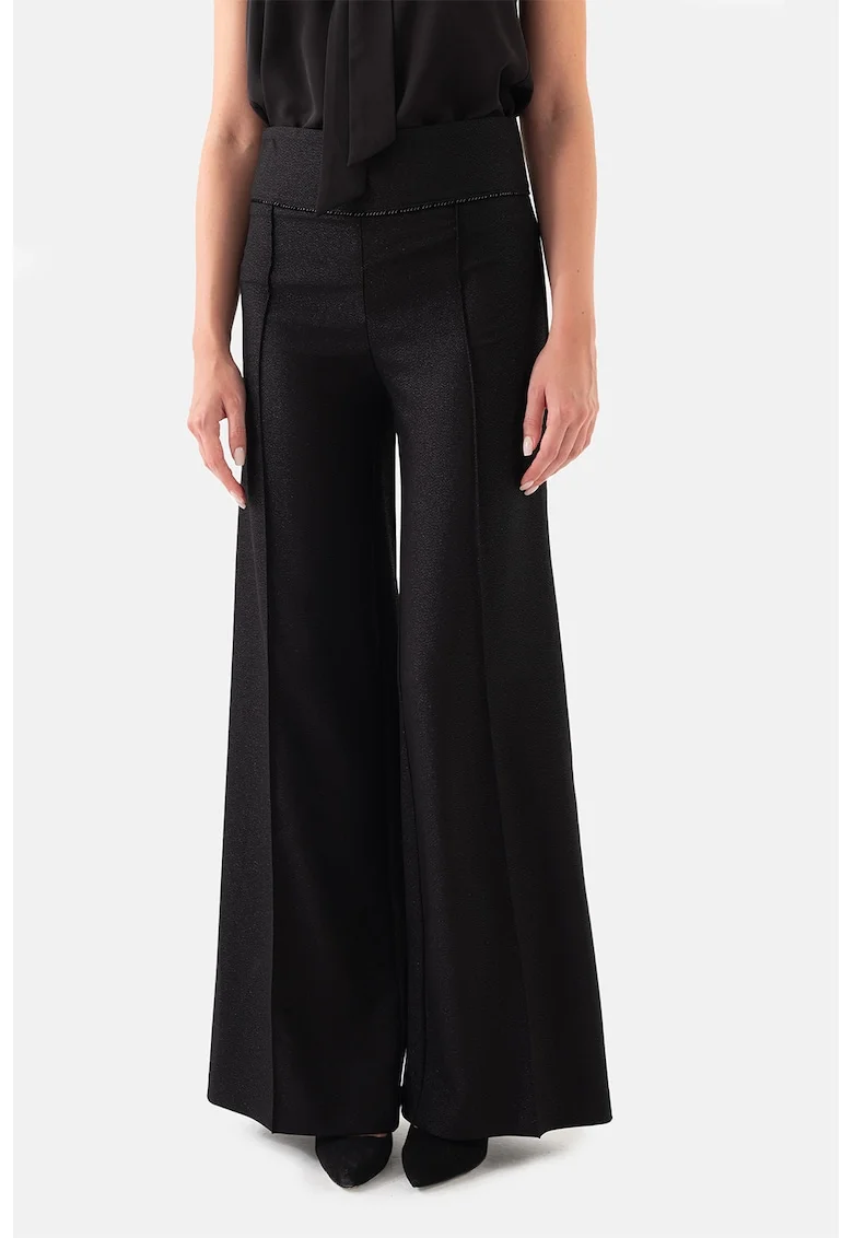Pantaloni evazati cu talie inalta, Negru