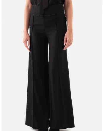 Pantaloni evazati cu talie inalta, Negru
