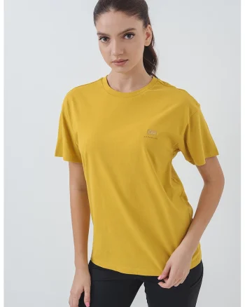 Tricou de bumbac cu decolteu la baza gatului Nina, Galben mustar