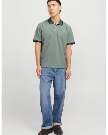 Tricou polo cu garnituri contrastante, Verde pal