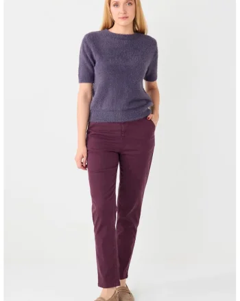 Pulover pufos cu maneci scurte, Violet